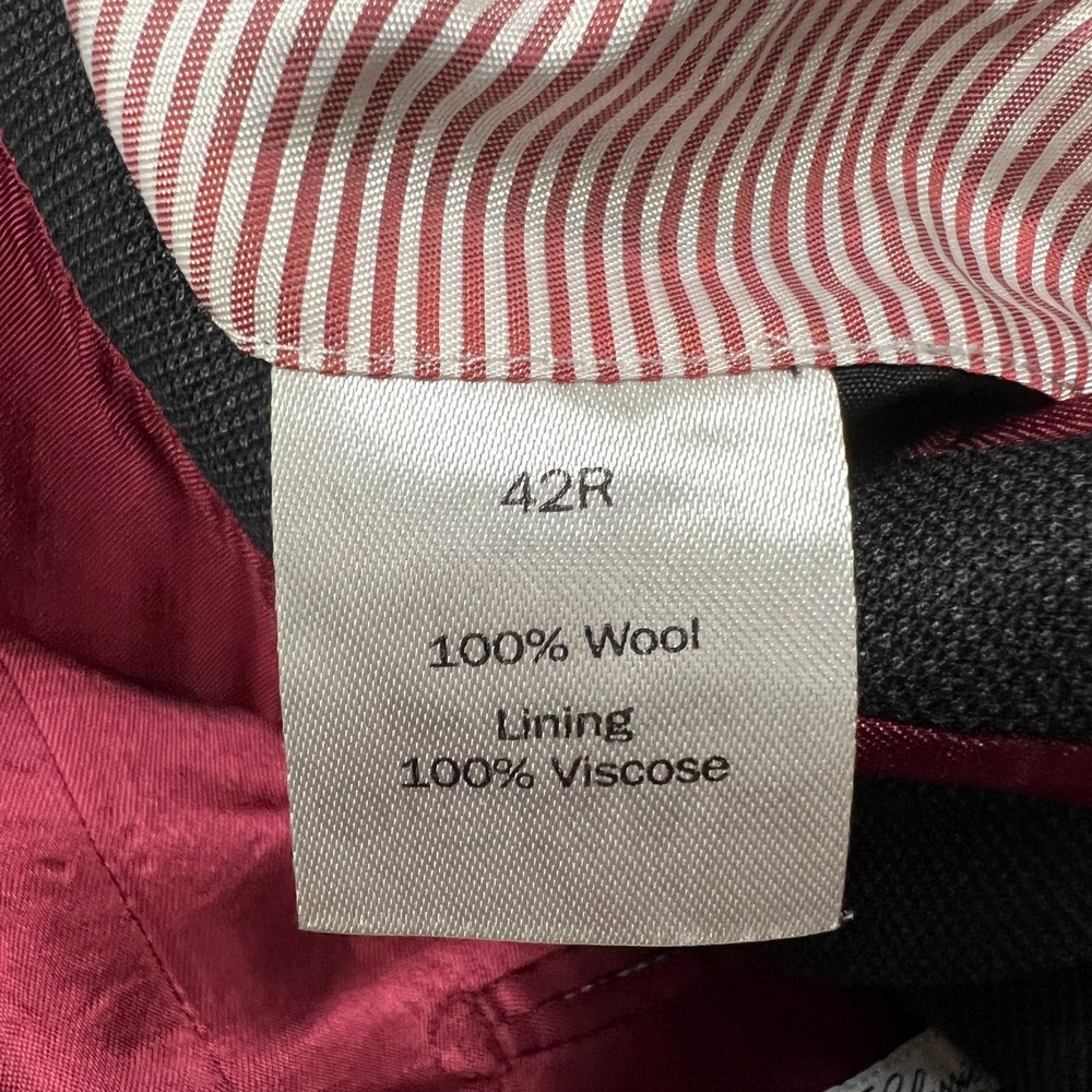 Charles Tyrwhitt Gray Suit Jacket Mens 42R Blazer Wool Sport Coat Red Lining - Picture 8 of 12